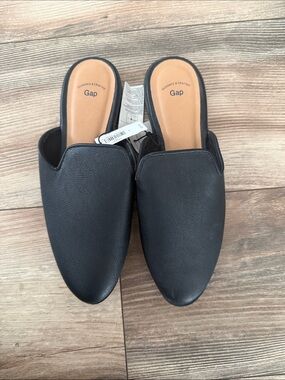 GAP Black Faux Leather Backless Mule Slides